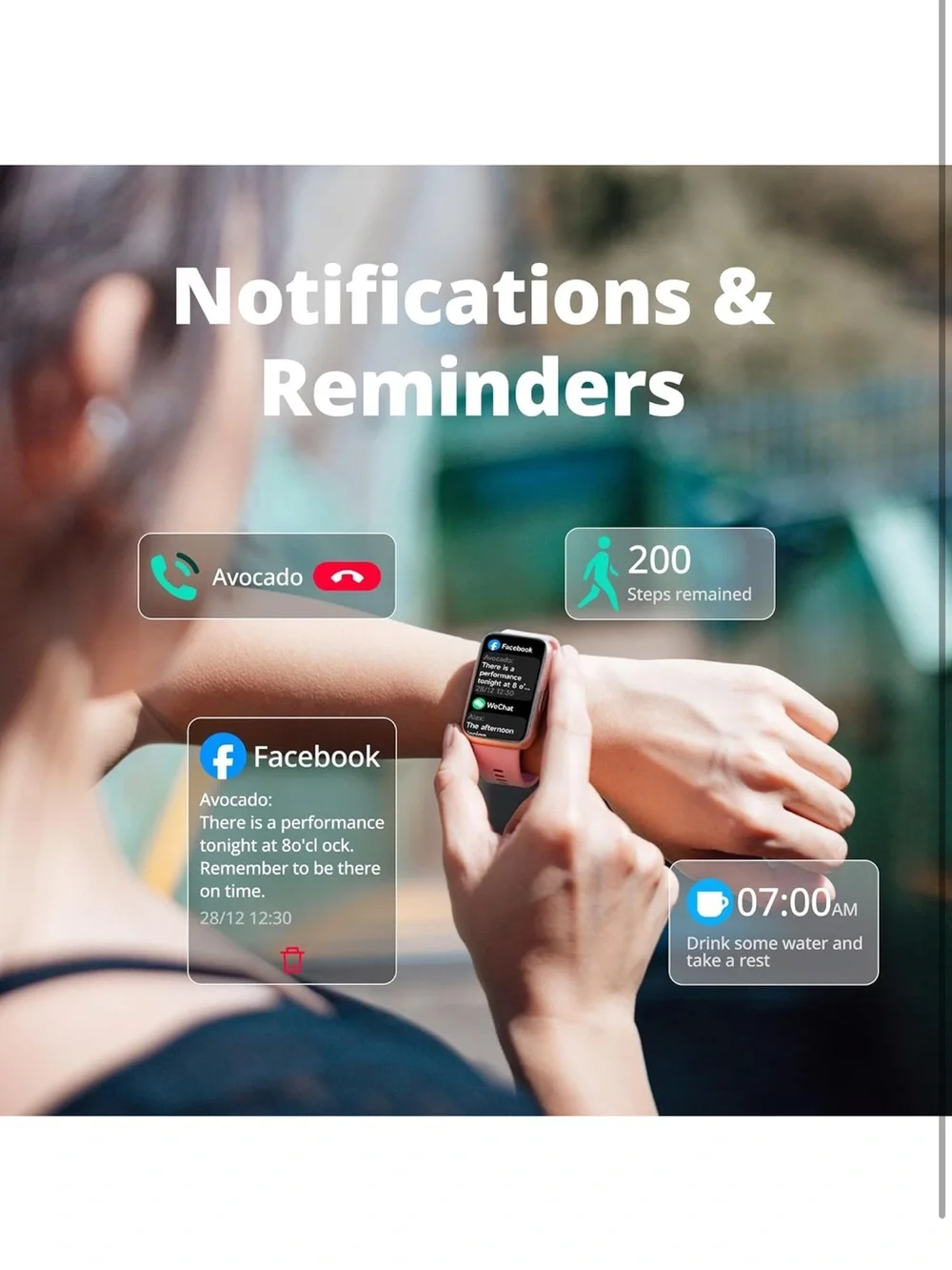 Fitness Tracker watch 1.47” HD smart band 24/7 heart rate &spO2 tracking